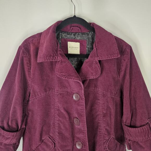 Y2K Cropped Crushed Velveteen Jacket Purple Short Coat Large - Picture 2 of 7